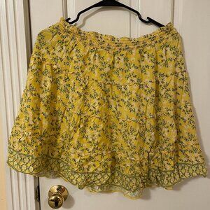 Max Studio Yellow Flowy Skirt with Design; XL